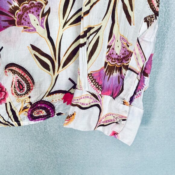 CC Chic Connection Top Womens XL Pink Cotton Floral Button Up Shirt - Picture 3 of 12